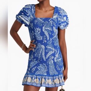 Farm Rio Blue Lace Bananas Mini Dress